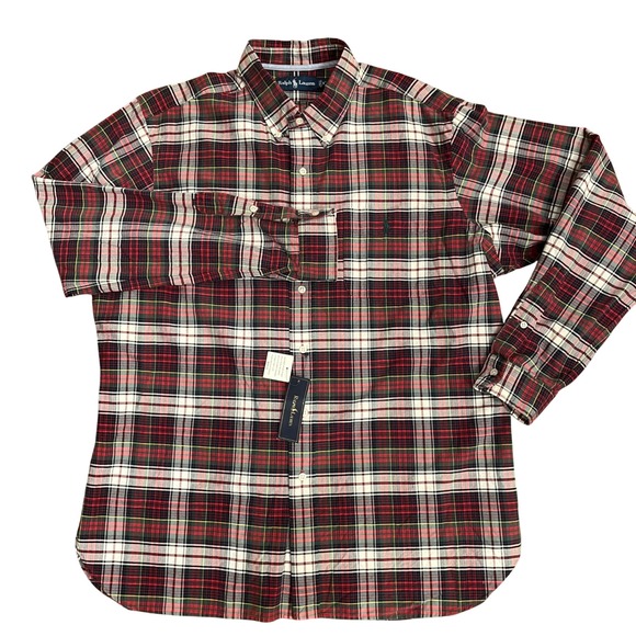 Polo Ralph Lauren Other - Polo Ralph Lauren Men's Long Sleeve Plaid‎ Oxford Shirt Classic Fit White/Red XL